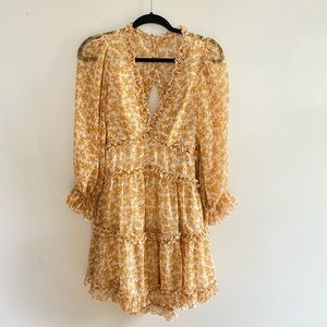 Yellow Floral Ruffle Dress
